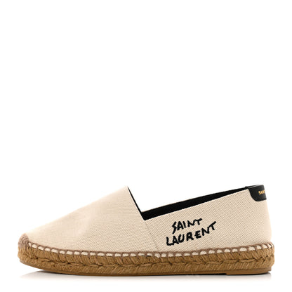 Saint Laurent Canvas Nappa Elba Light Logo Embroidered Espadrilles 36 Panna 1 of 10