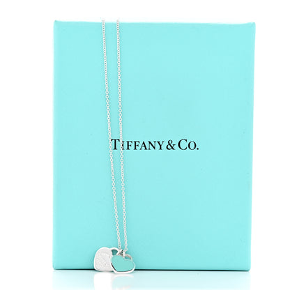 Tiffany Sterling Silver Enamel Mini Return to Tiffany Double Heart Tag Pendant Necklace Blue 7 of 7