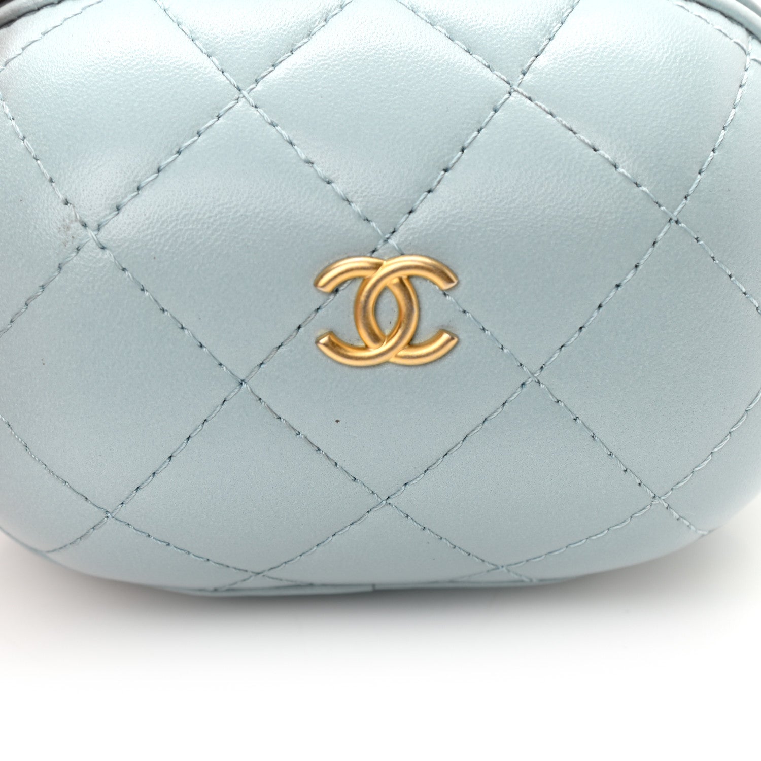 Chanel Lambskin Quilted CC Bubble Vanity Case With Chain Light Blue 11 of 13
