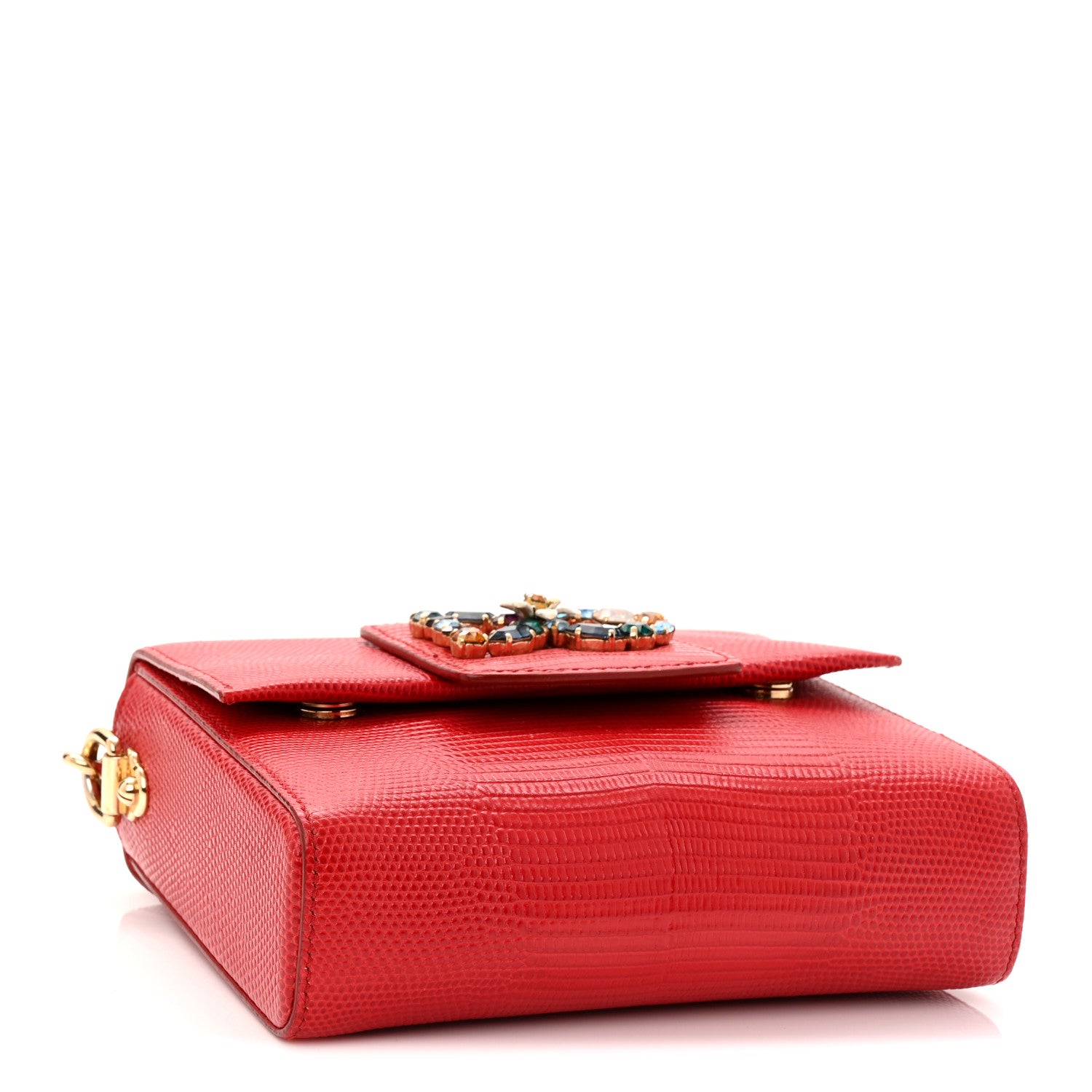 Dolce & Gabbana Lizard Embossed Crystal Embellished DG Millennials