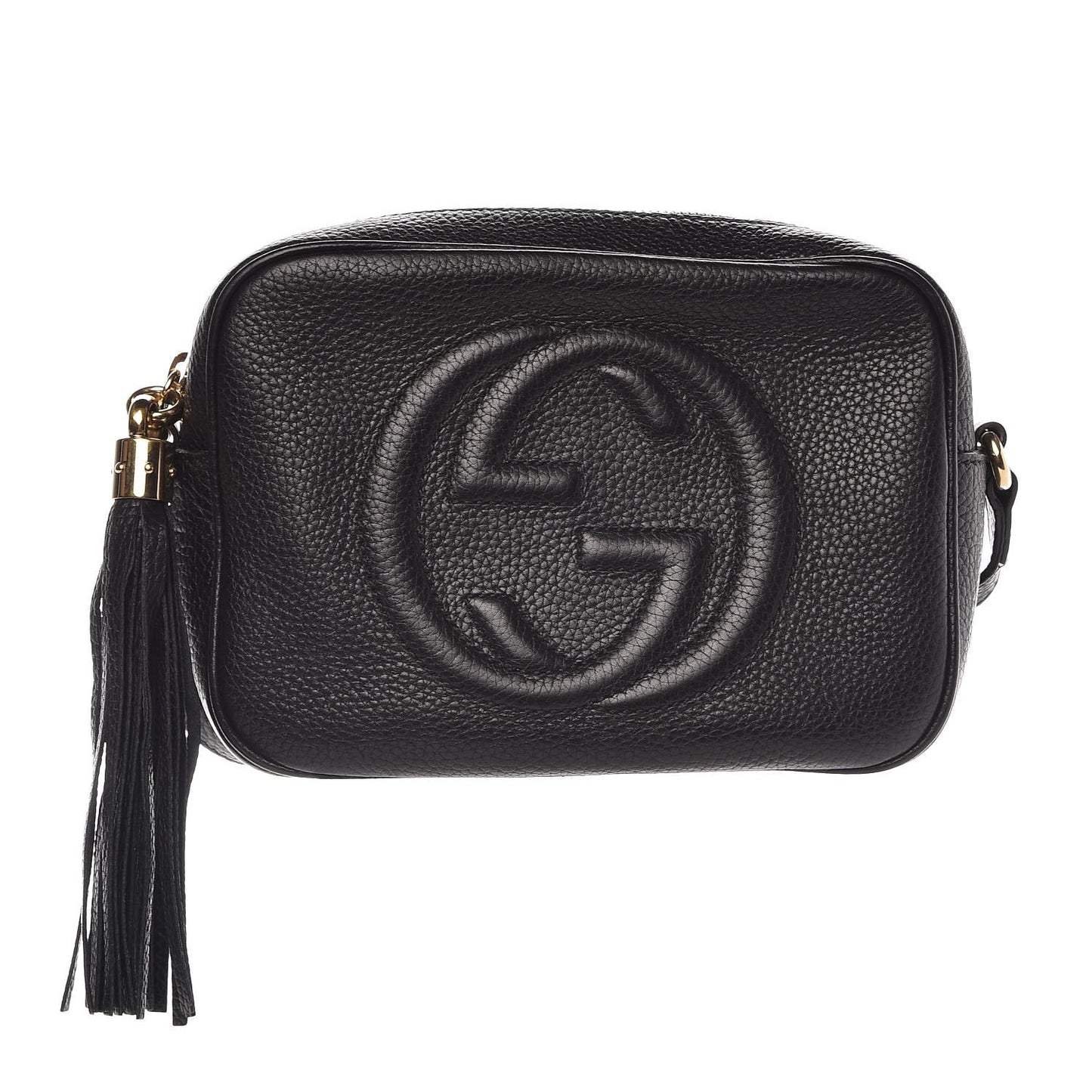 Pebbled Calfskin Small Soho Disco Bag Black