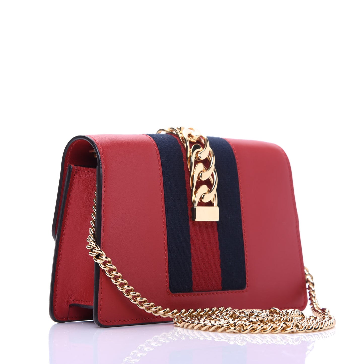 Calfskin Super Mini Sylvie Chain Shoulder Bag Hibiscus Red