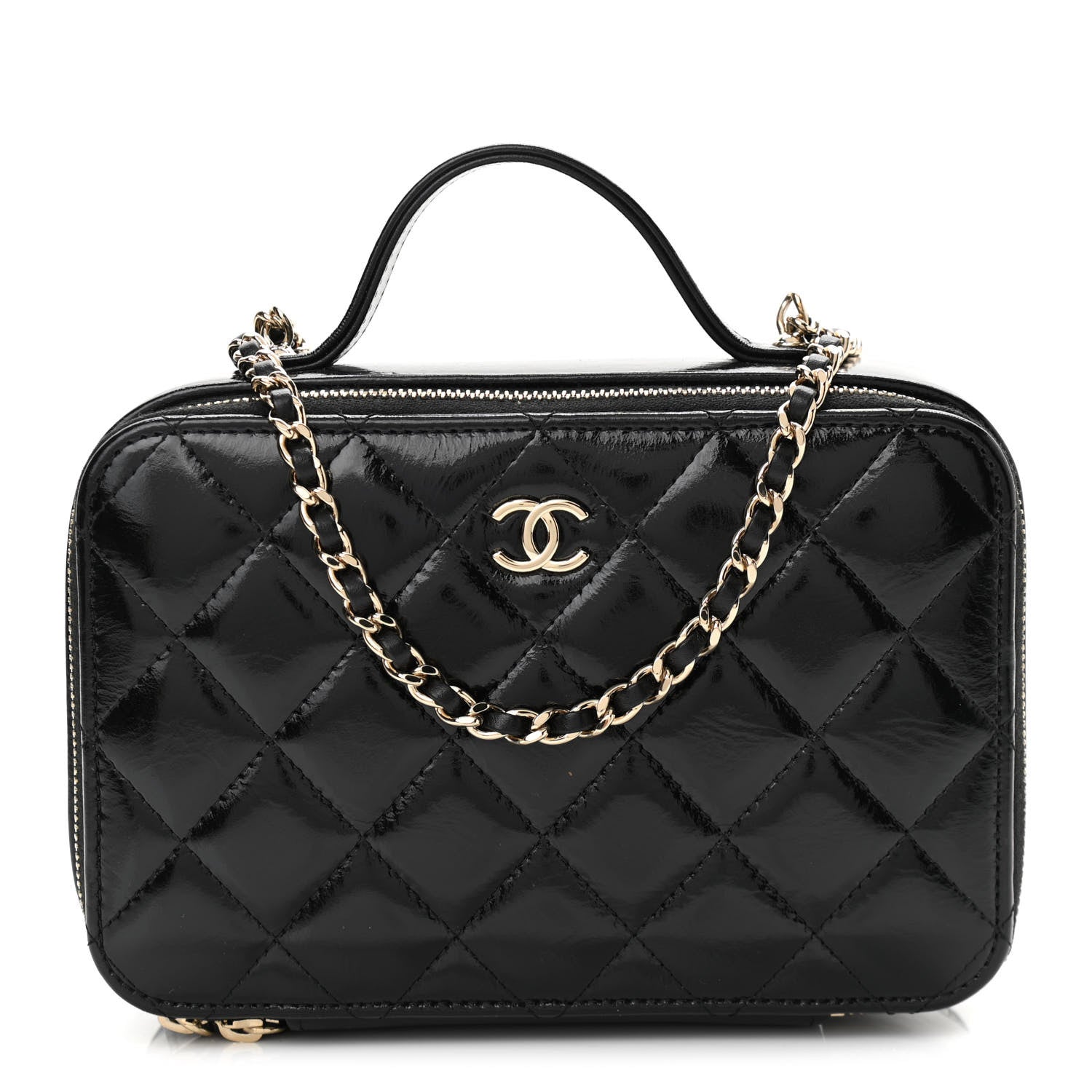 Chanel Shiny Lambskin Quilted CC Vanity Case Black 1 of 12