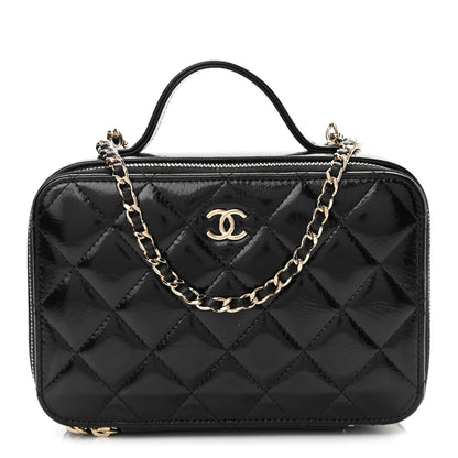 Chanel Shiny Lambskin Quilted CC Vanity Case Black 1 of 12