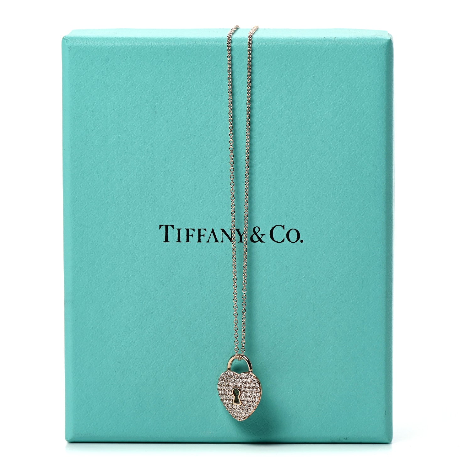 Tiffany 18K Rose Gold Diamond Heart Lock Pendant Necklace 7 of 7