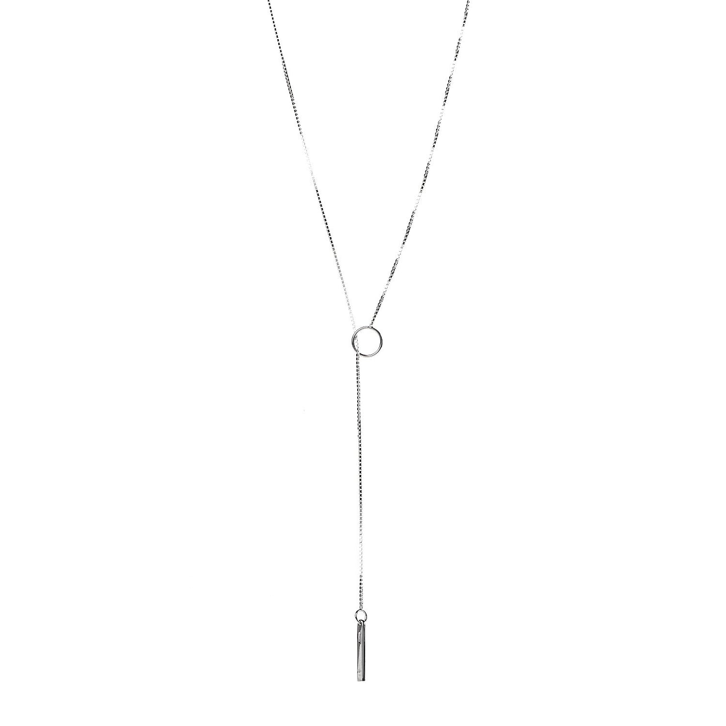 18K White Gold 20mm Lariat Necklace