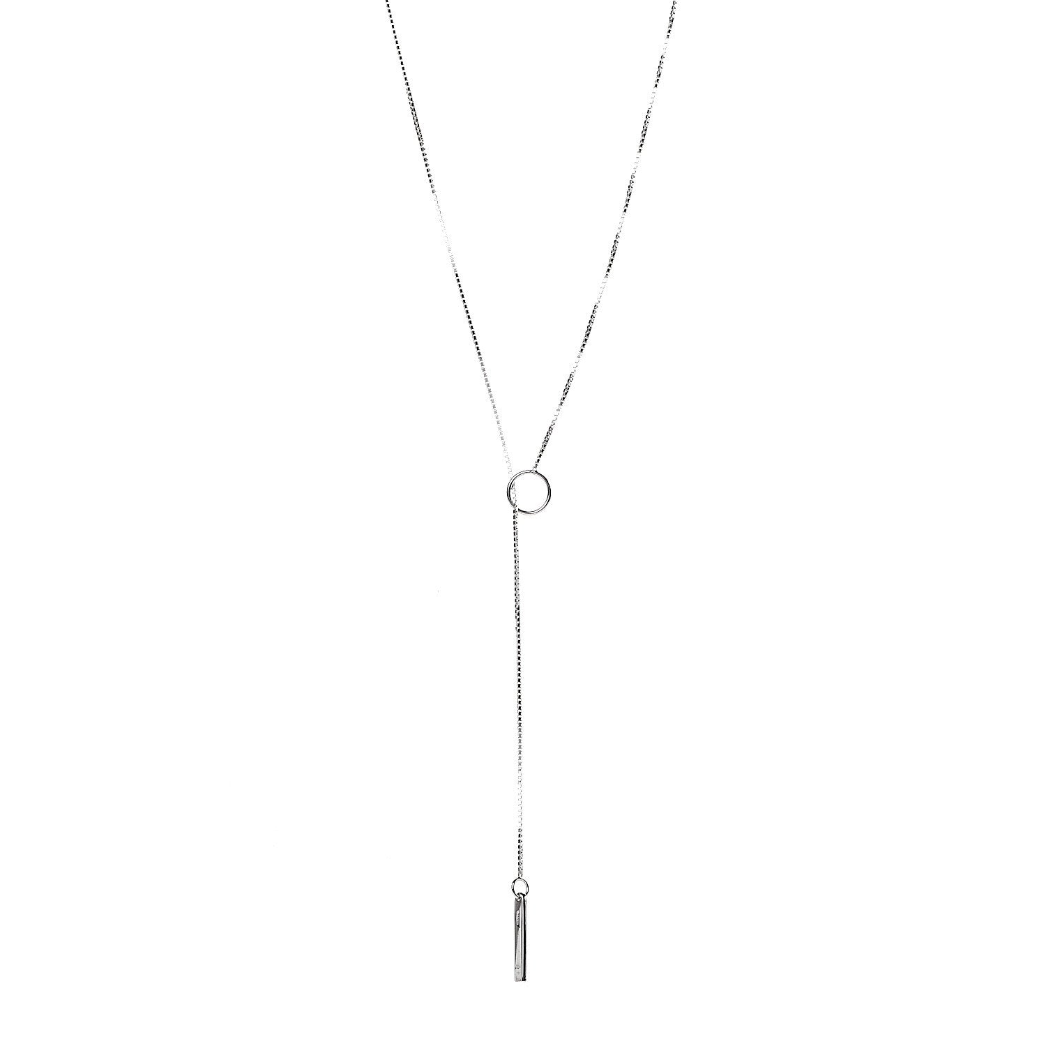 Gucci 18K White Gold 20mm Lariat Necklace 1 of 9