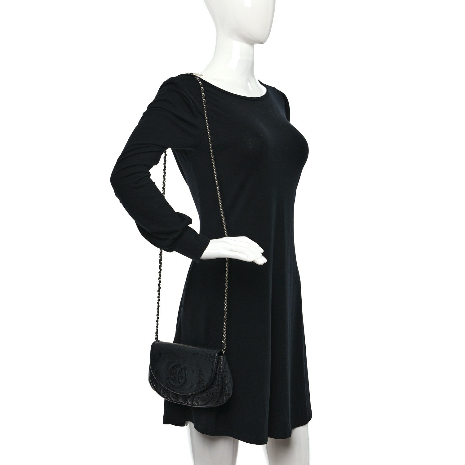 Chanel Caviar Half Moon Wallet On Chain WOC Black 2 of 11