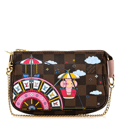 Louis Vuitton Damier Ebene 2020 Christmas Animation Big Wheel Mini Pochette Accessories Rose Ballerine 1 of 7