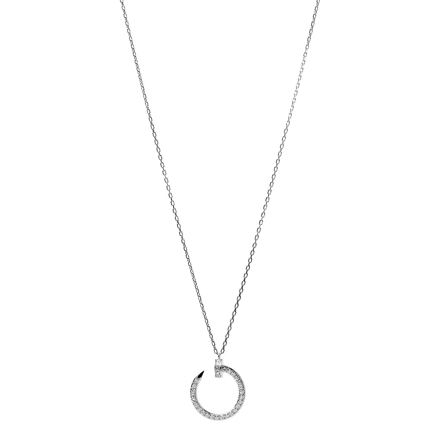 Cartier 18K White Gold Diamond Juste Un Clou Paved Pendant Necklace 1 of 6