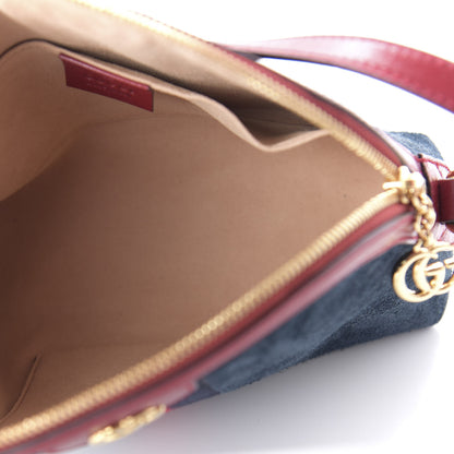 Gucci Suede Calfskin Web Small Ophidia Dome Shoulder Bag New Blue Romantic Cherry 5 of 10