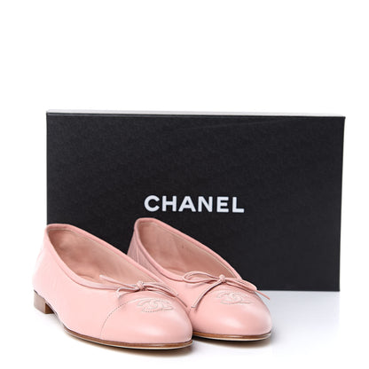 Chanel Crumpled Calfskin Cap Toe CC Ballerina Flats 40 Powder Pink 9 of 9