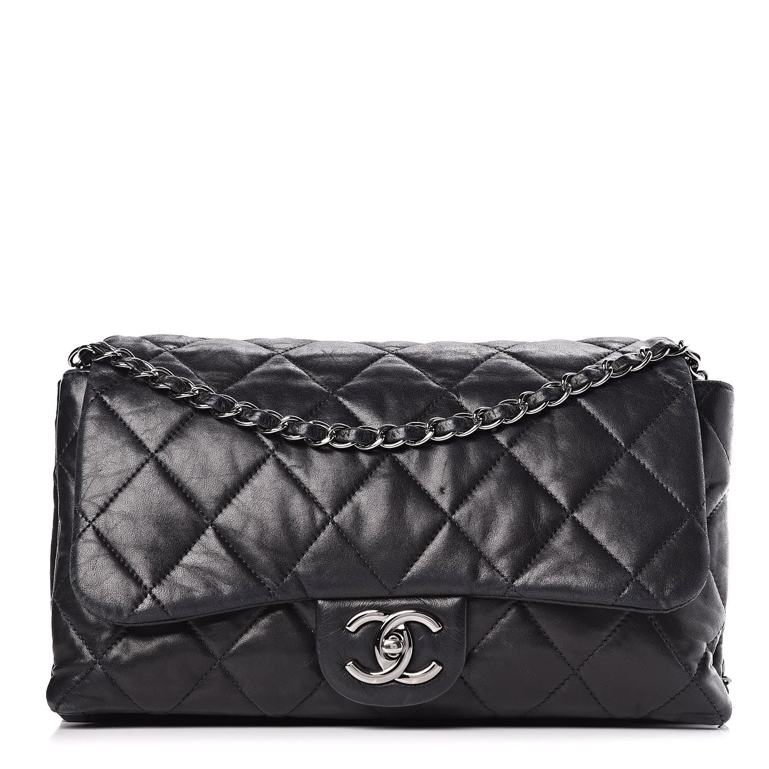Chanel Lambskin Quilted 3 Accordion Flap Bag Black 1 of 13