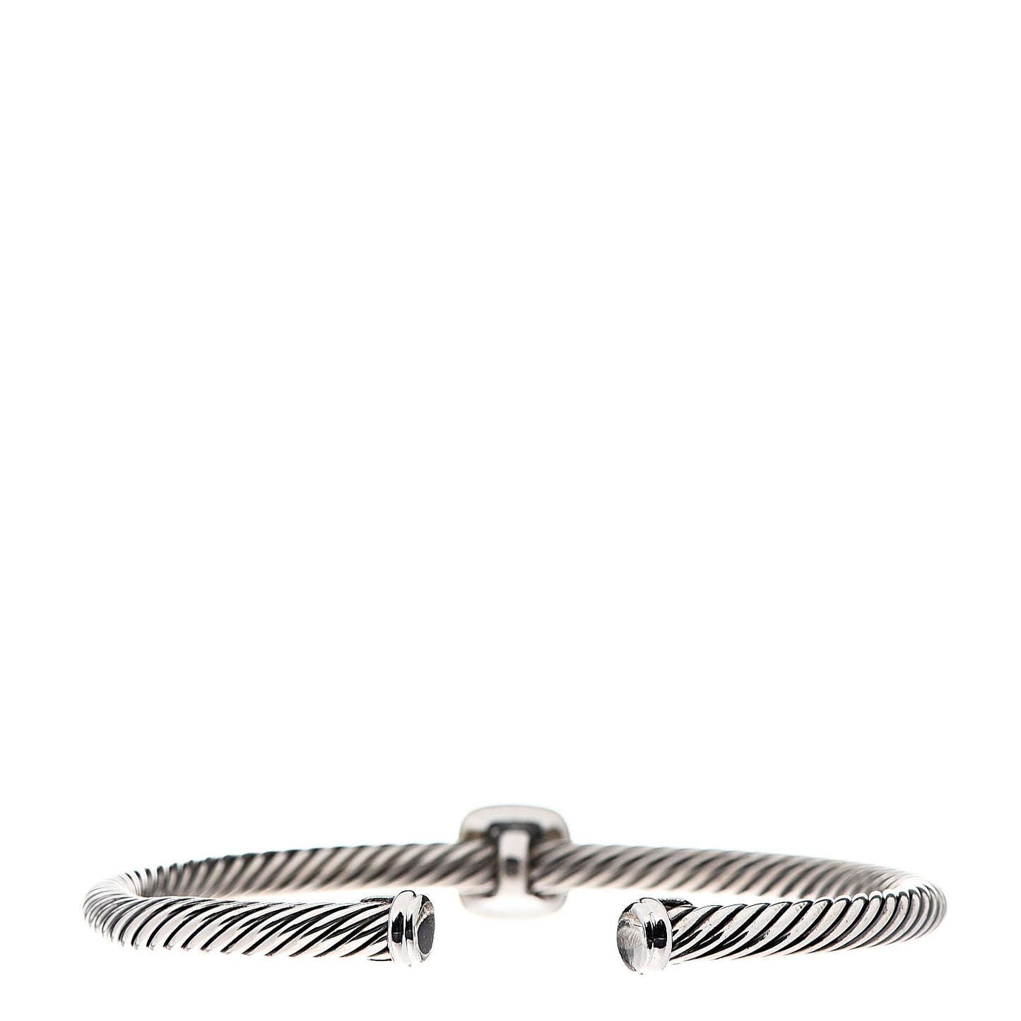Sterling Silver 18K Yellow Gold Diamond 4mm Noblesse Cable Bracelet