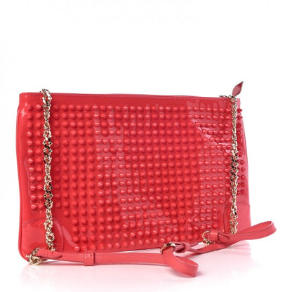 Christian Louboutin Calfskin Studded Loubiposh Chain Clutch Framboisine 3 of 7