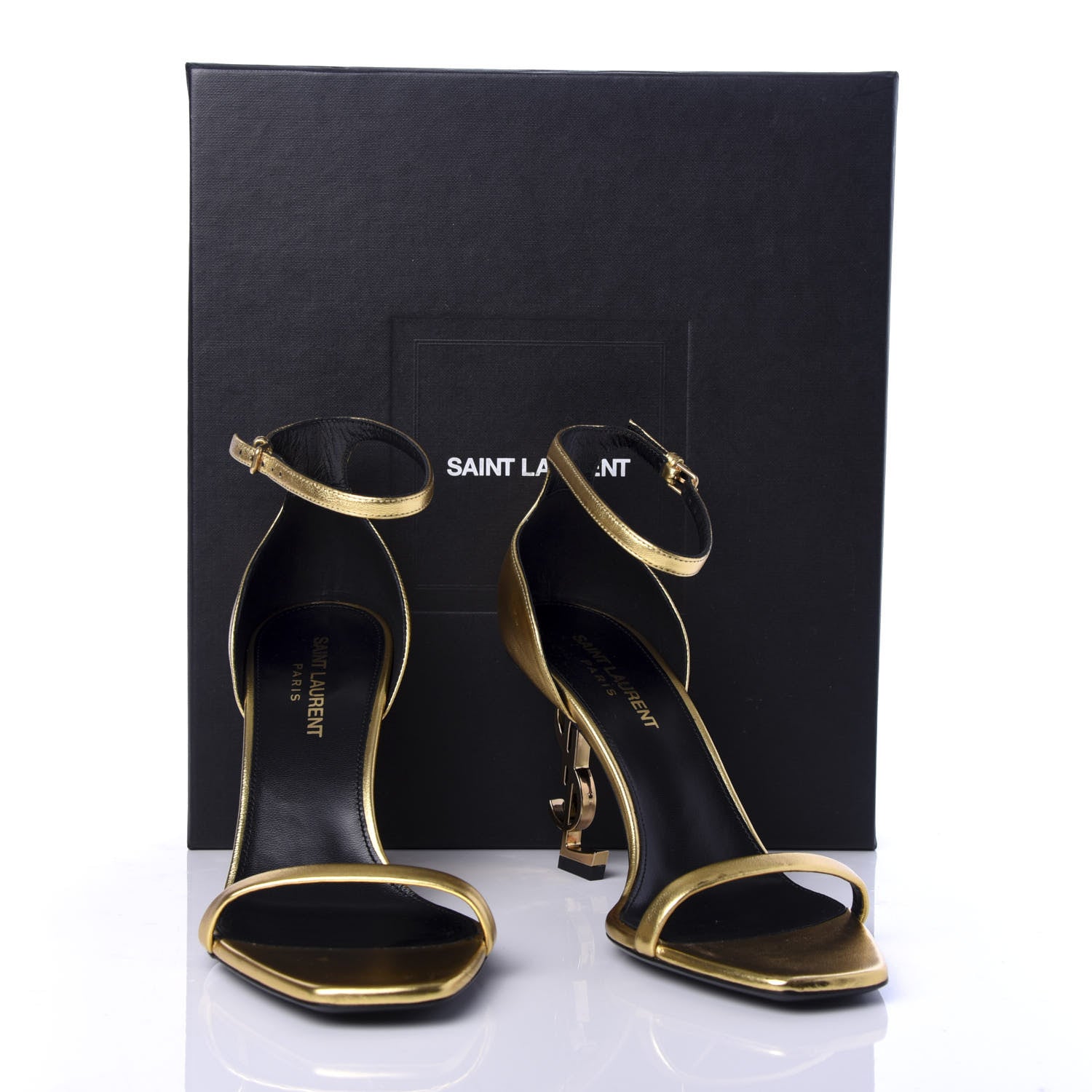 Saint Laurent Calfskin Opyum Sandals 37.5 Oro 9 of 9