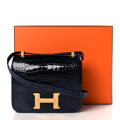 Hermes Shiny Alligator Verso Constance 24 Blue Saphire Bleu Paon 10 of 10