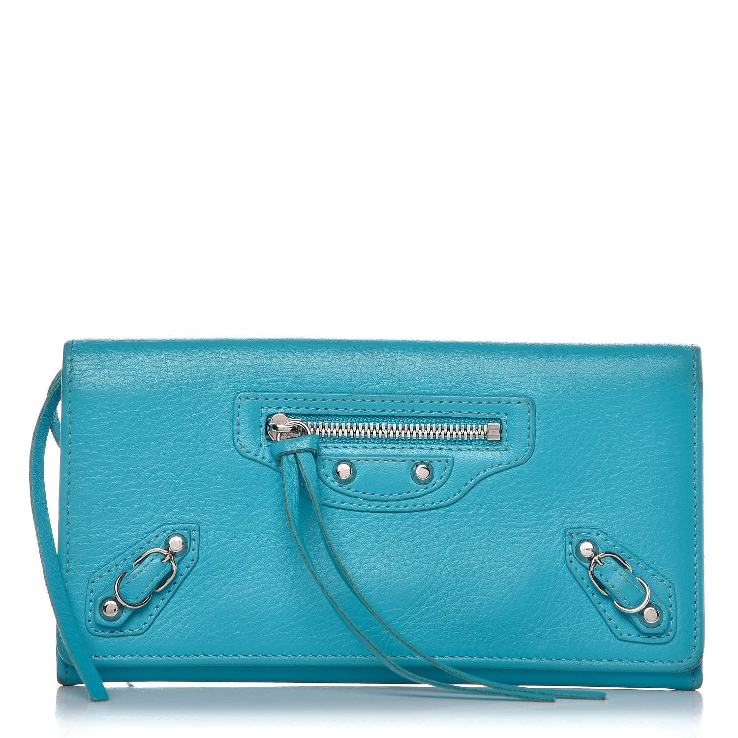 Balenciaga Supple Calfskin Papier Platre Money Wallet Bleu Caraibes 1 of 17