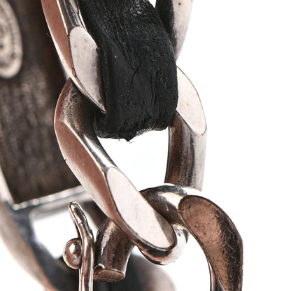 Chanel Metal Lambskin Name Plate Bracelet Black Silver 5 of 5