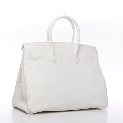 Hermes Taurillon Clemence Birkin 35 White 3 of 11