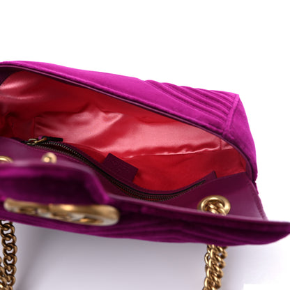 Gucci Velvet Matelasse Small GG Marmont Shoulder Bag Fuchsia Violet Cyclamen 5 of 10