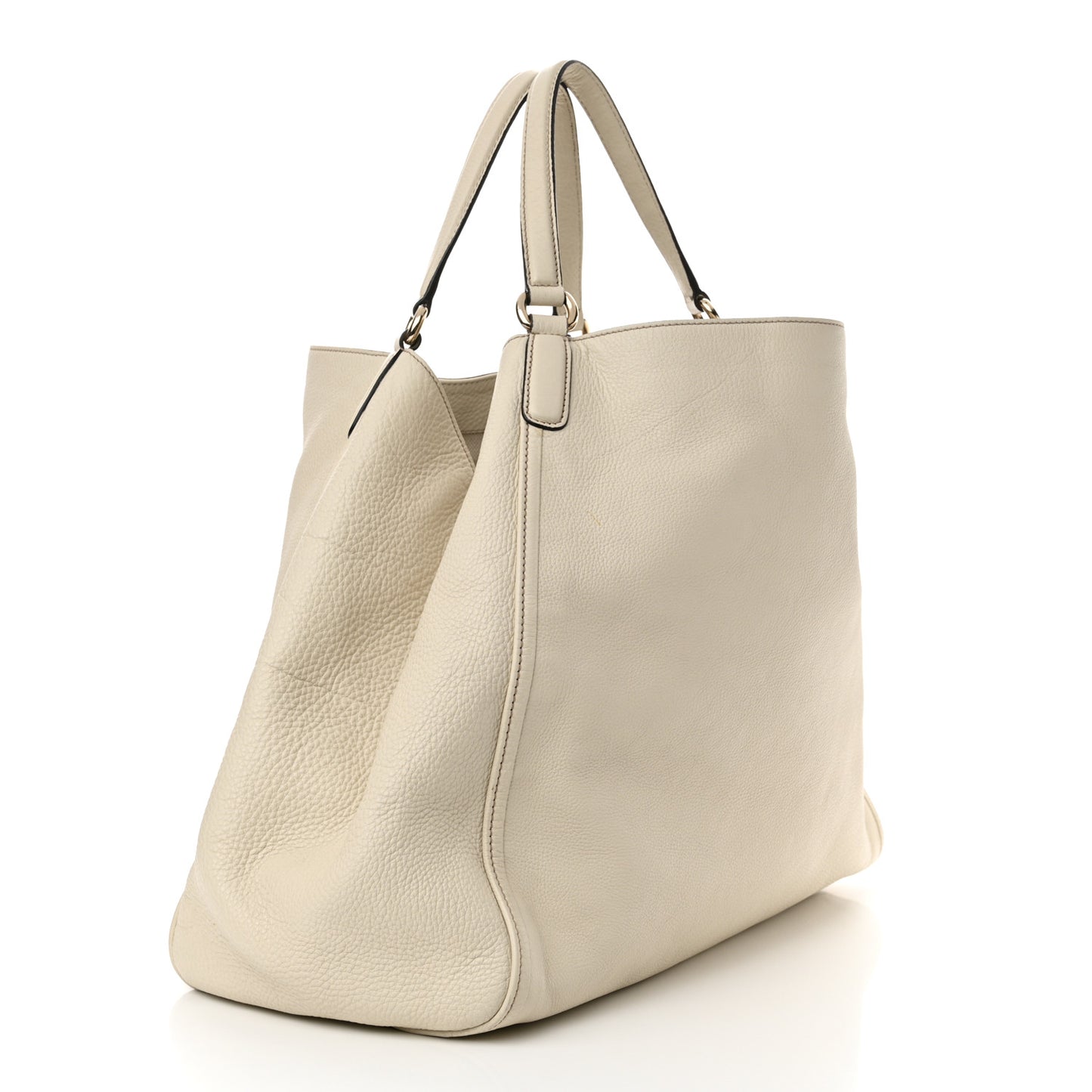 Pebbled Calfskin Large Soho Shoulder Bag Off White