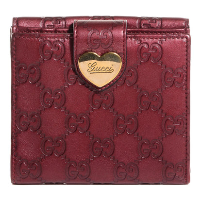 Gucci Guccisima Heart Flap French Wallet Dark Red 1 of 7