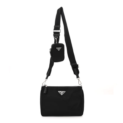 Prada Re-Nylon Saffiano Pocket Zippered Shoulder Bag Black 1 of 10