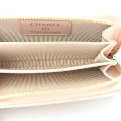 Chanel Iridescent Calfskin Quilted Zip Coin Purse Wallet Beige 5 of 7