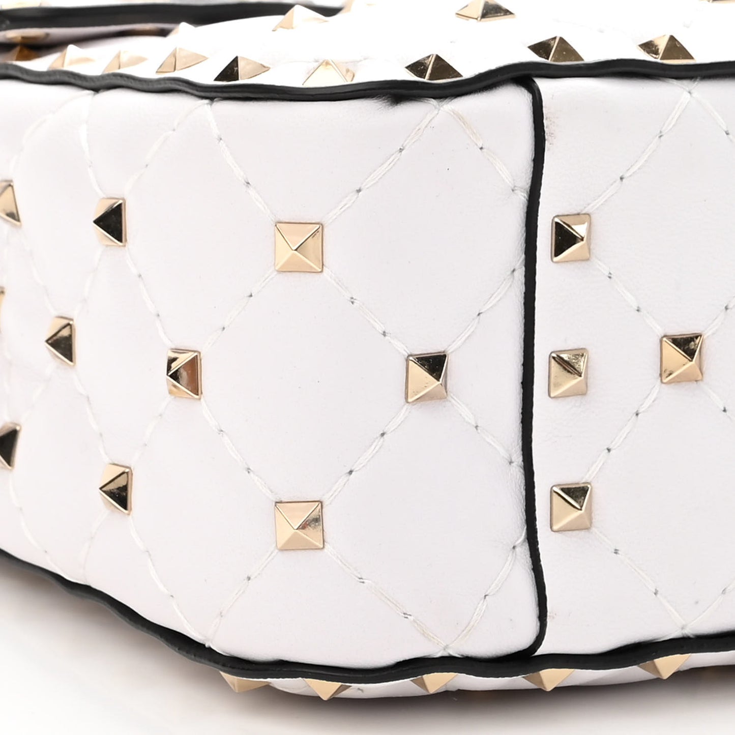 Lambskin VLTN Print Medium Rockstud Spike Shoulder Bag Optic White Black