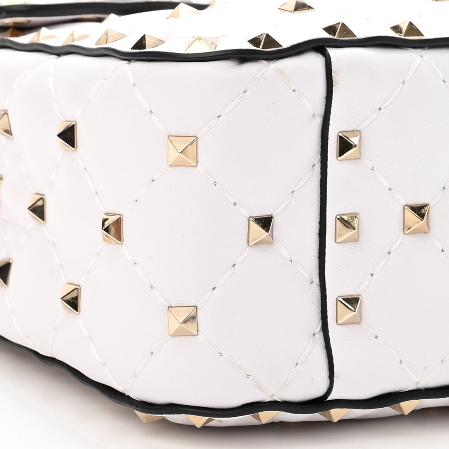 Valentino Garavani Lambskin VLTN Print Medium Rockstud Spike Shoulder Bag Optic White Black 8 of 10