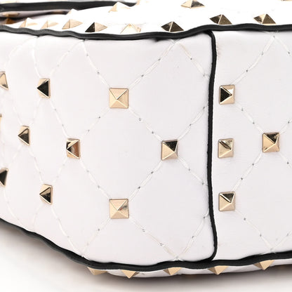 Valentino Garavani Lambskin VLTN Print Medium Rockstud Spike Shoulder Bag Optic White Black 8 of 10