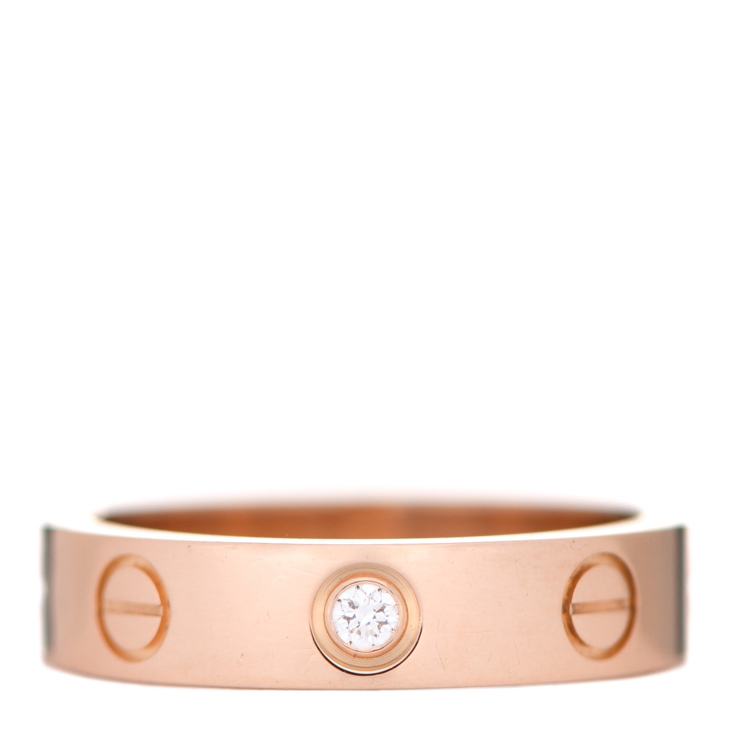 18K Pink Gold Diamond 4mm LOVE Wedding Band Ring 48 4.5
