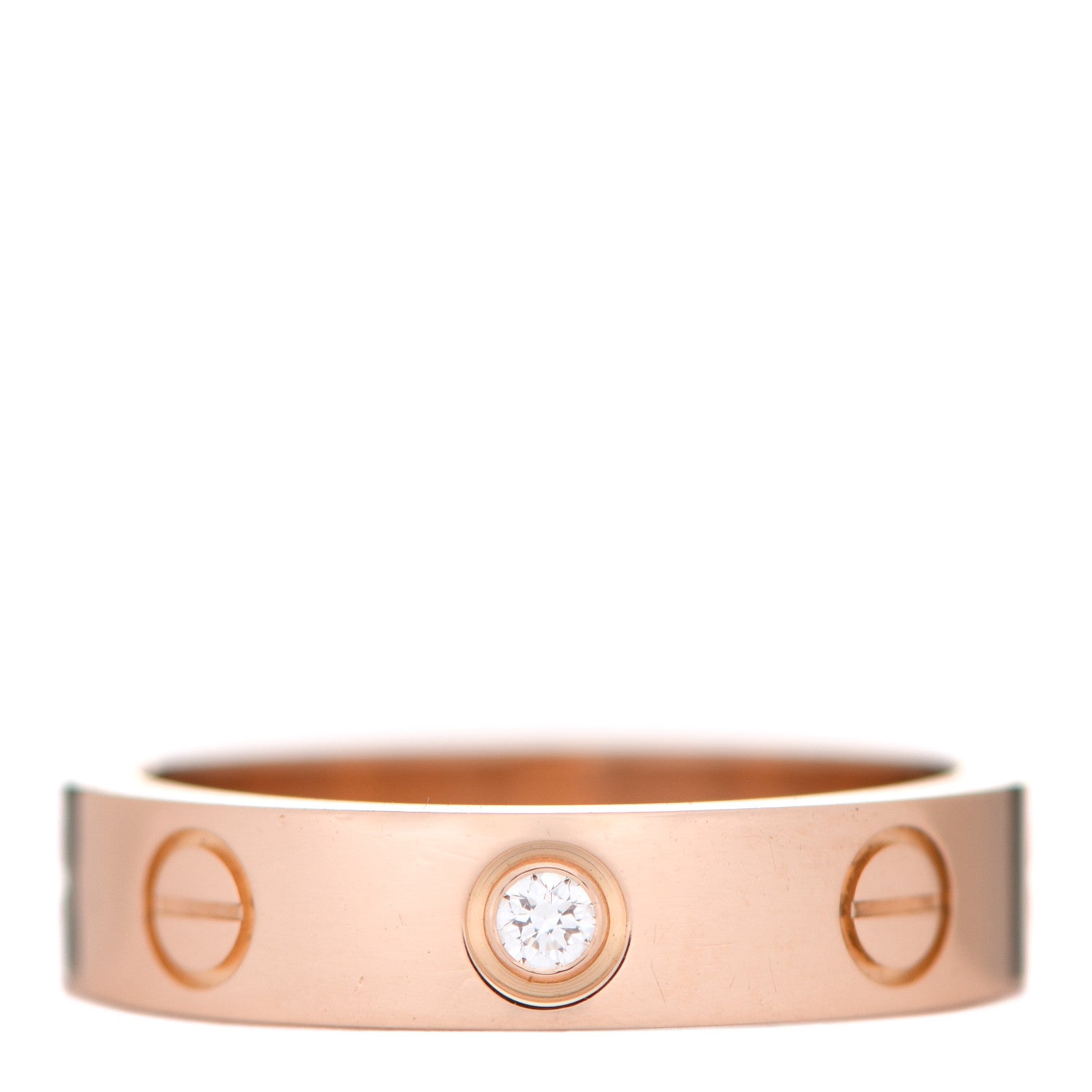 Cartier 18K Pink Gold Diamond 4mm LOVE Wedding Band Ring 48 4.5 1 of 4