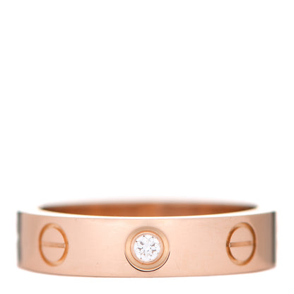 Cartier 18K Pink Gold Diamond 4mm LOVE Wedding Band Ring 48 4.5 1 of 4