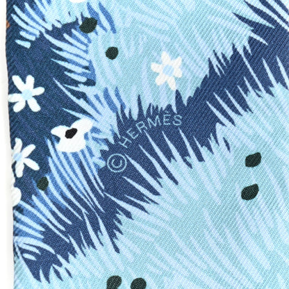 Hermes Silk Dans un Jardin Anglais Twilly Ciel Marine Brun 3 of 4