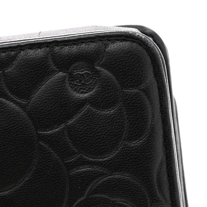 Chanel Lambskin Camellia Embossed Wallet On Chain WOC Black 14 of 15