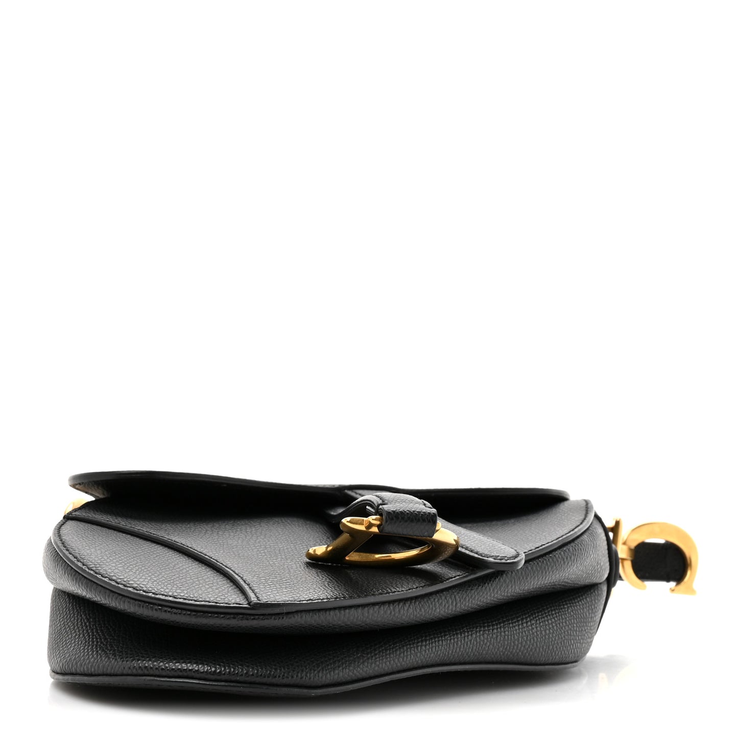 Grained Calfskin Mini Saddle Bag Black