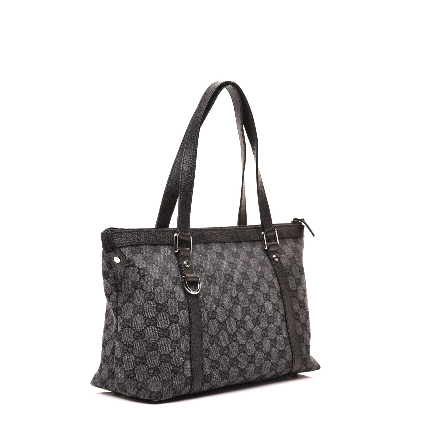 Gucci Denim Monogram Abbey Medium Tote Navy 3 of 9