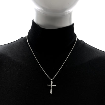 David Yurman Sterling Silver Diamond 35mm Crossover Cross Necklace 2 of 6