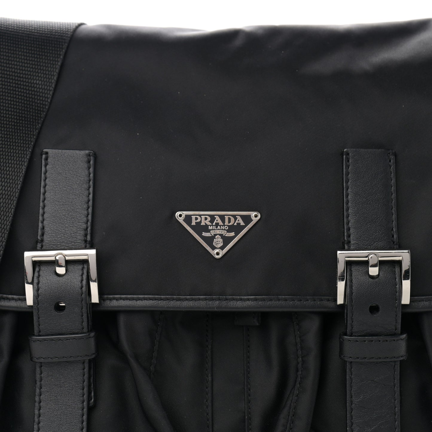 Tessuto Nylon Saffiano Messenger Bag Black