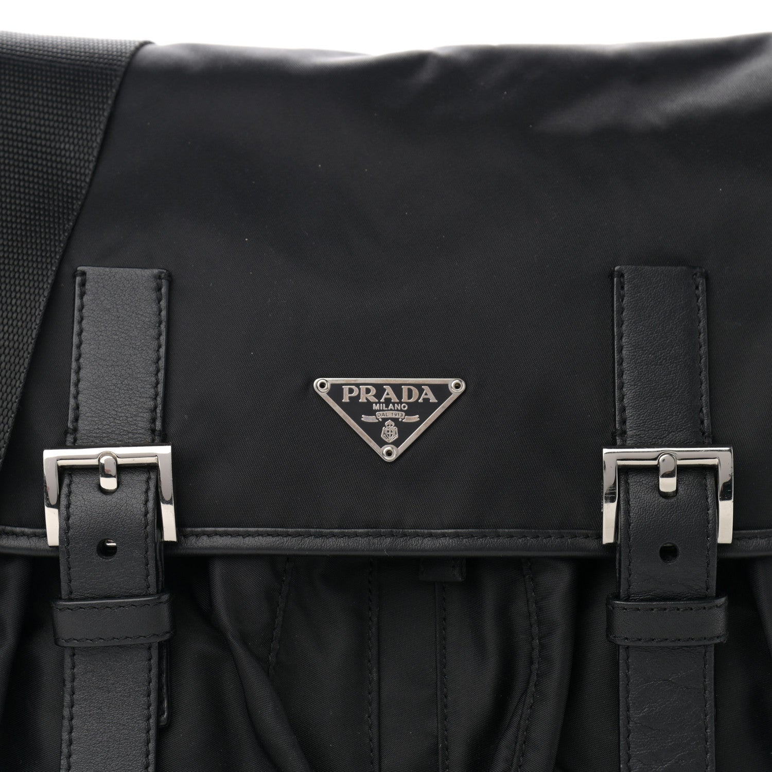 Prada Tessuto Nylon Saffiano Messenger Bag Black 8 of 14