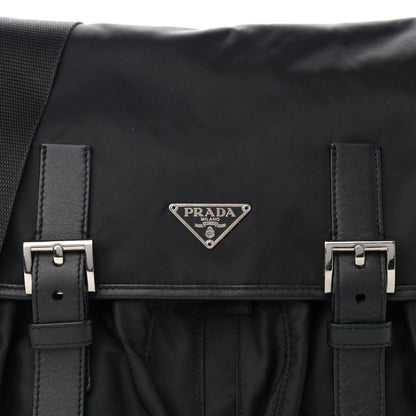 Prada Tessuto Nylon Saffiano Messenger Bag Black 8 of 14