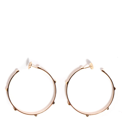 Hermes 18K Rose Gold Mini Clous Hoop Earrings 1 of 5