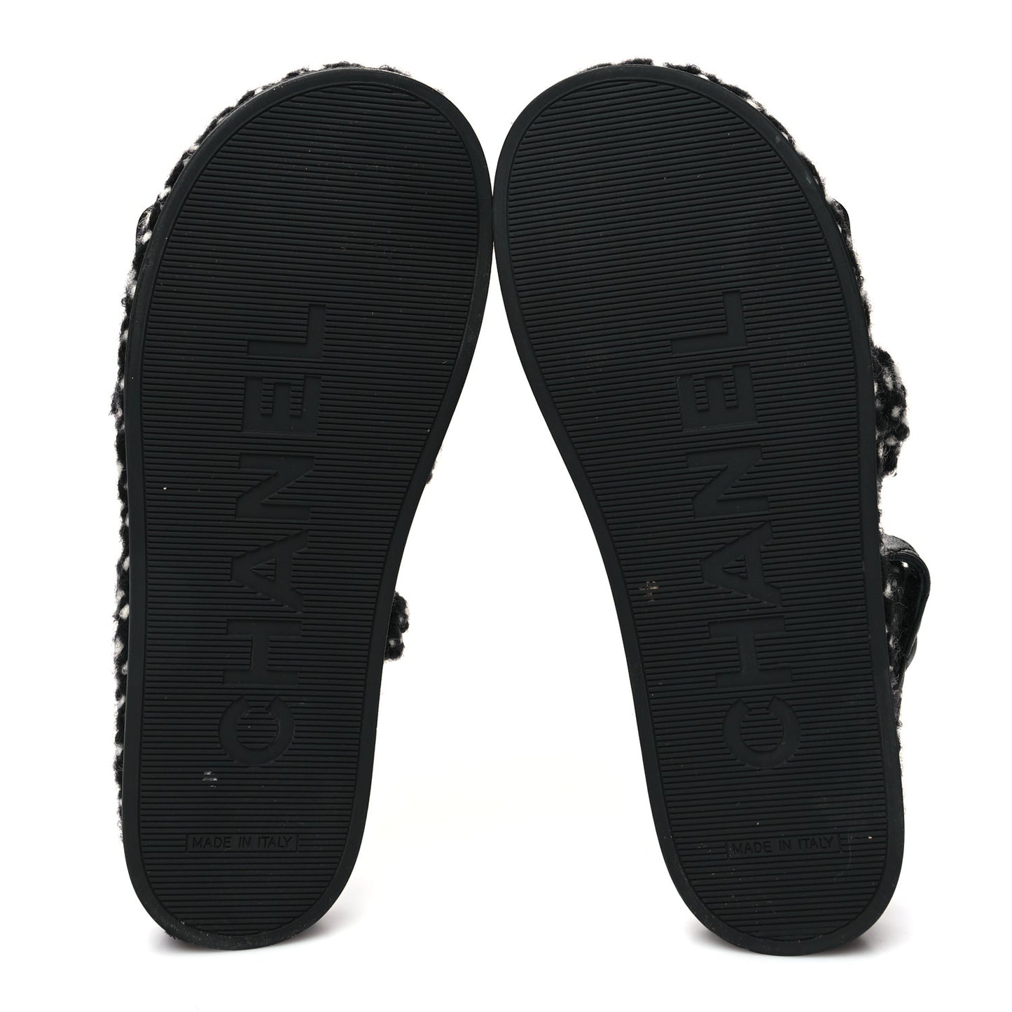 Cord Lambskin Quilted Logo Sandals 37 Black White
