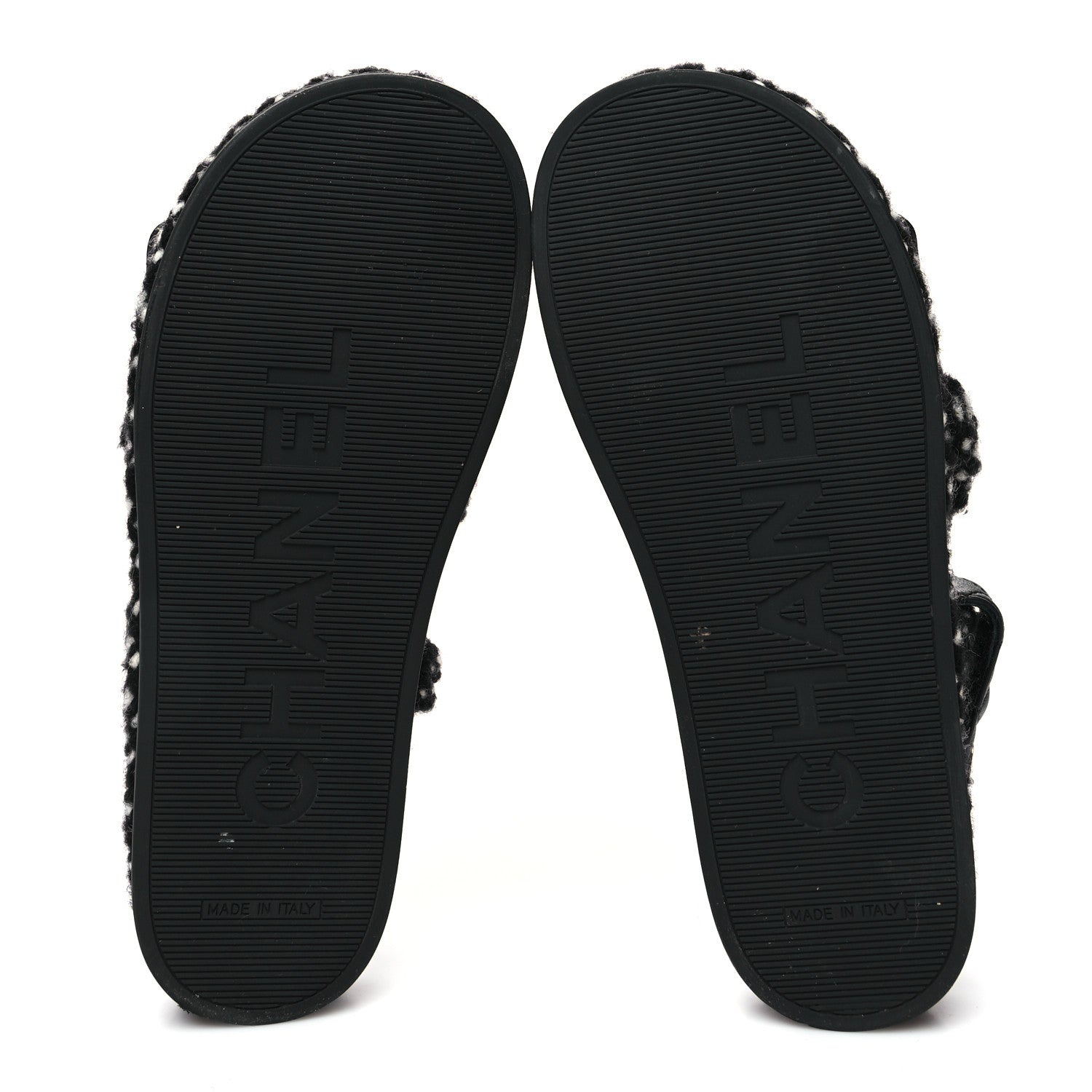 Chanel Cord Lambskin Quilted Logo Sandals 37 Black White 5 of 8
