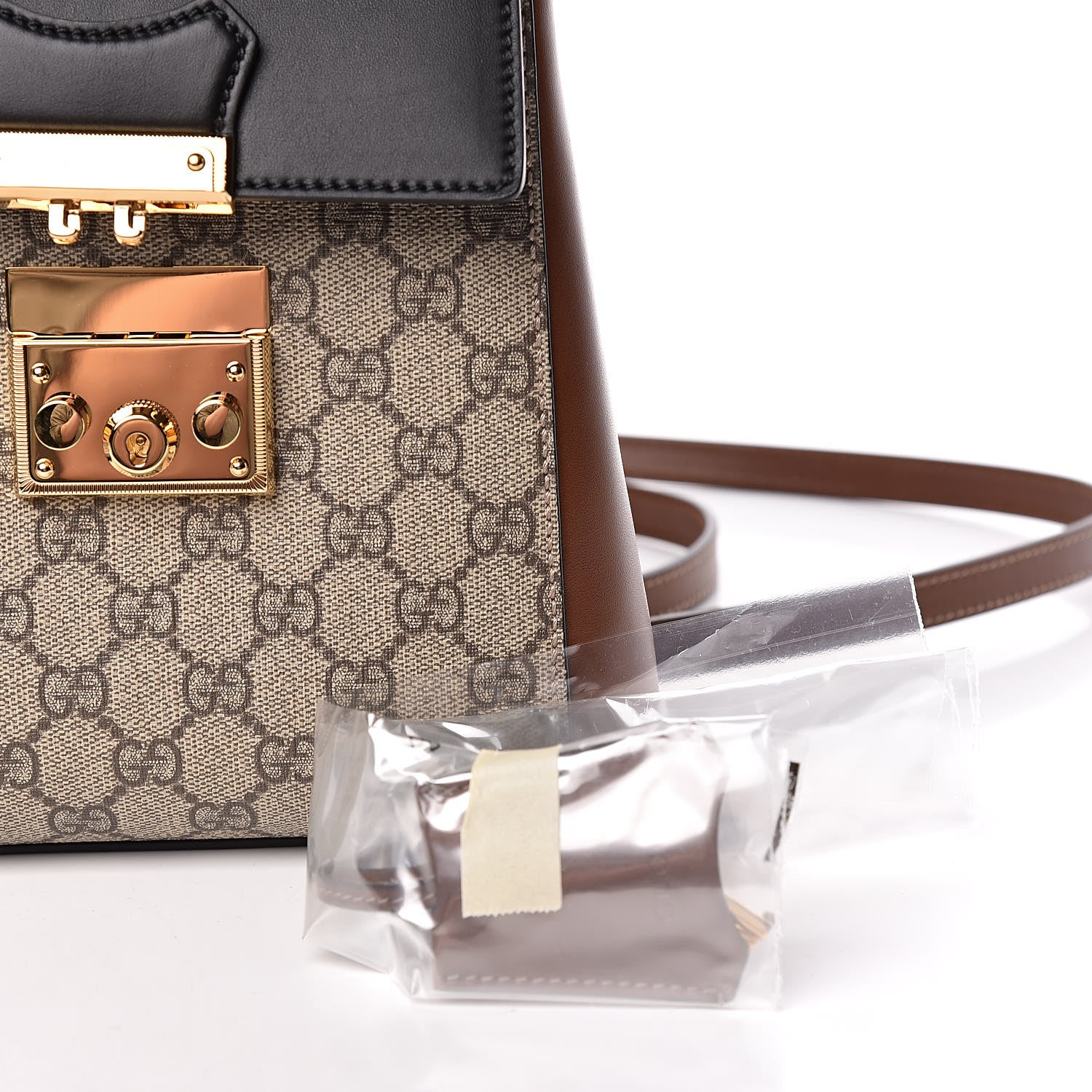 Gucci GG Supreme Monogram Calfskin Padlock Backpack Beige Cuir Black 12 of 12