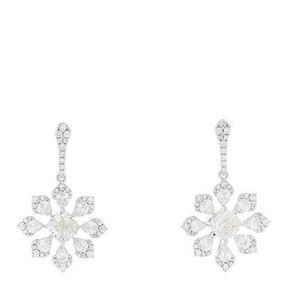 Parker & West by FASHIONPHILE 18K White Yellow Gold Diamond 5.32ctw Flower Drop Earrings 1 of 5