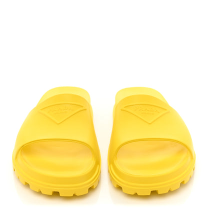 Prada EVA Rubber Triangle Logo Embossed Mens Lug Sole Slide Sandals 10 Sole 2 of 7