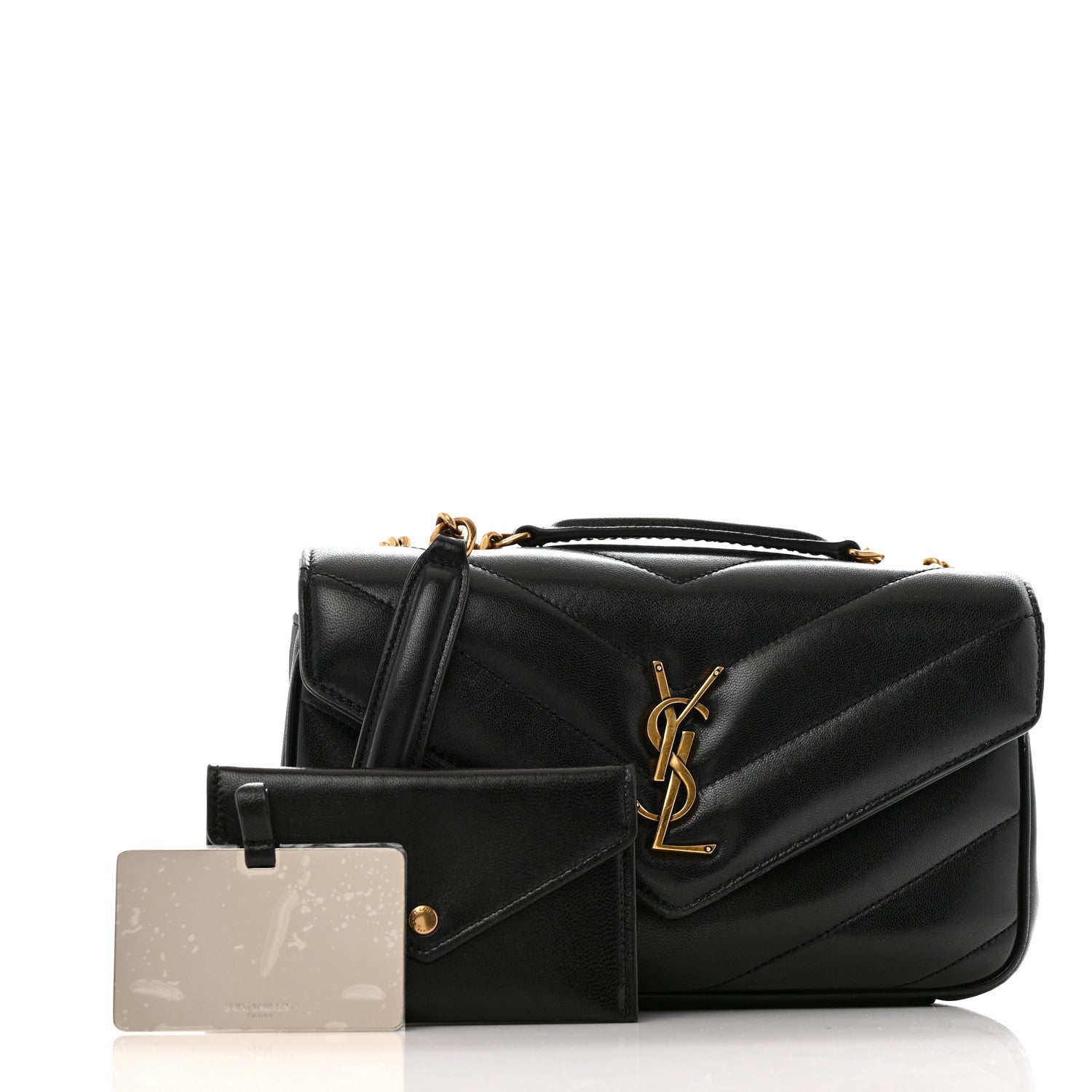 Saint Laurent Lambskin Chevron Quilted Small Loulou Black 3 of 14